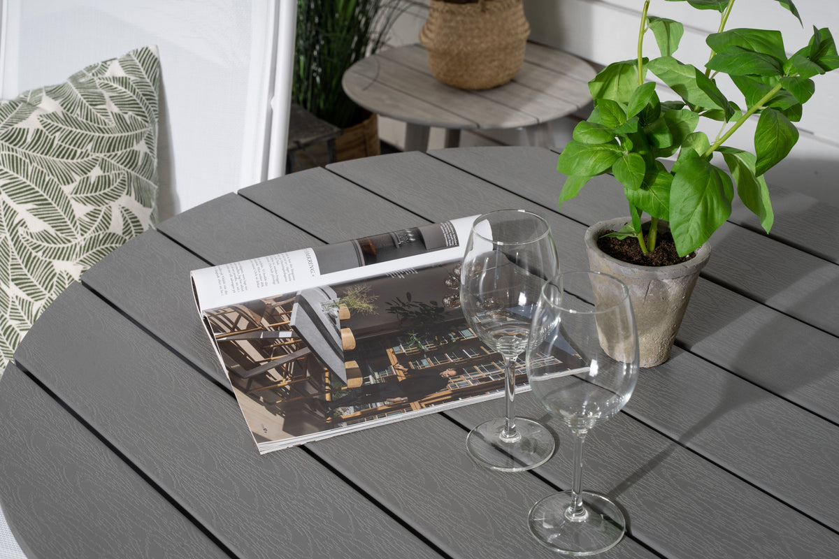 Venture Design Albany & Parma Positionsstolar 2-pack Vit + Cafebord ⌀90 Grå
