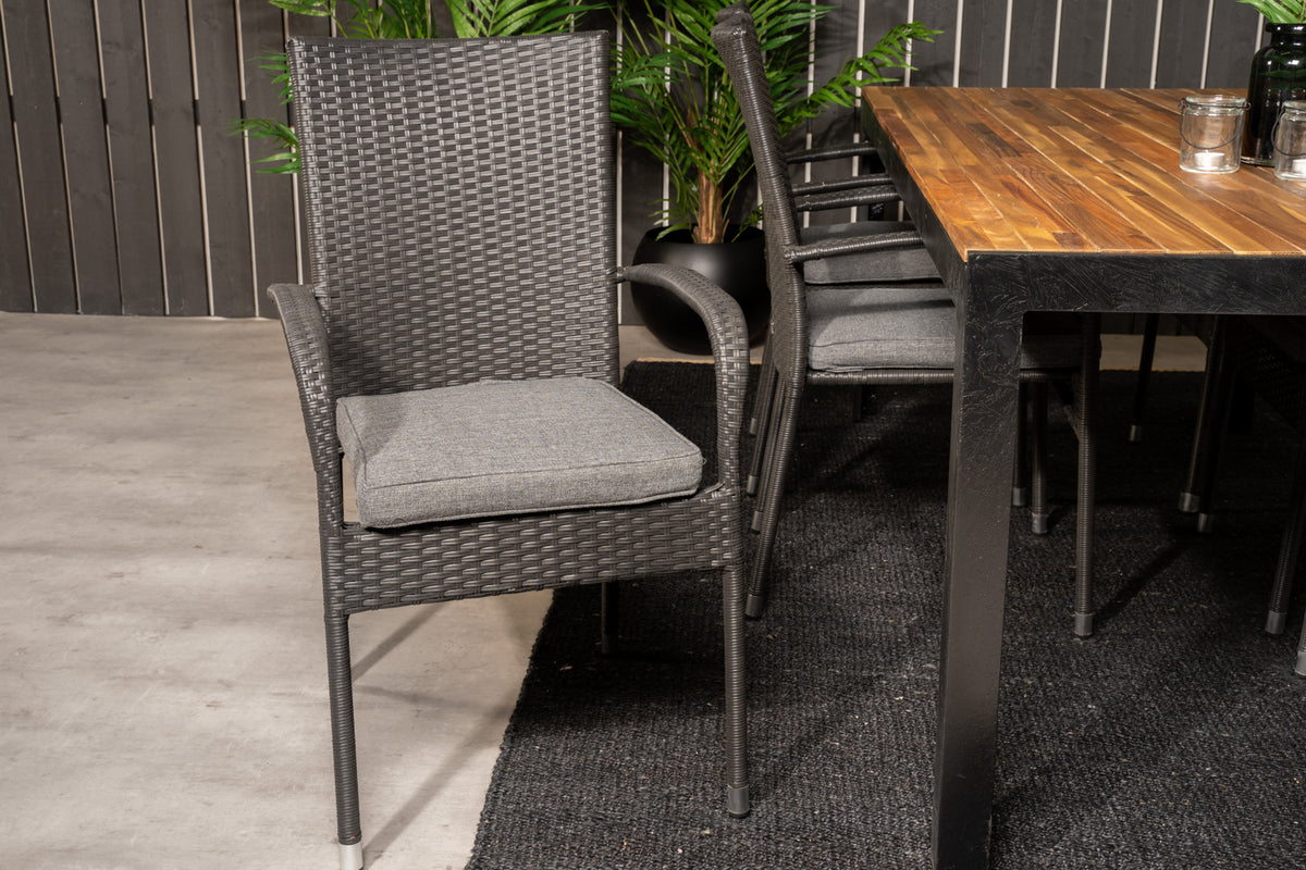 Venture Design Anna & Bois Matstolar 2-pack Svart + Rektangulära Matbord 205 x 90 Natur