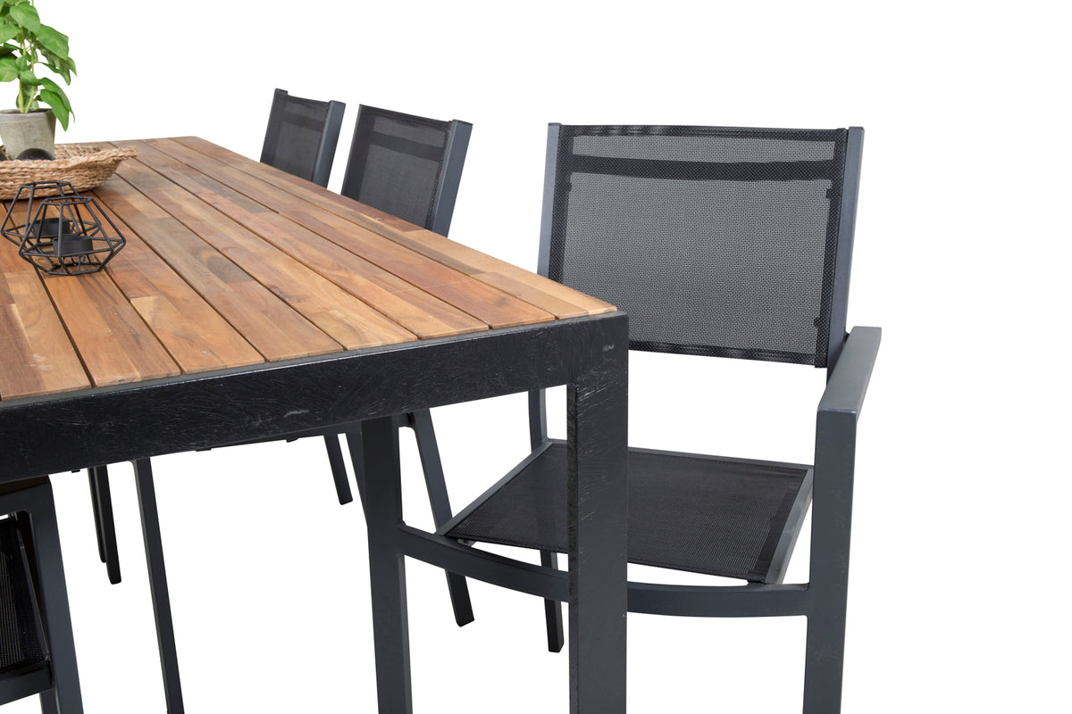 Venture Design Copacabana & Bois Matstolar Svart + Rektangulära Matbord 205 x 90 Natur
