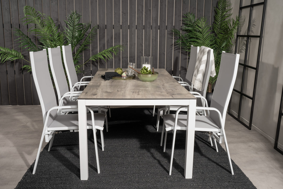 Venture Design Copacabana & Llama Reclinerstolar Grå + Matbord 205x100