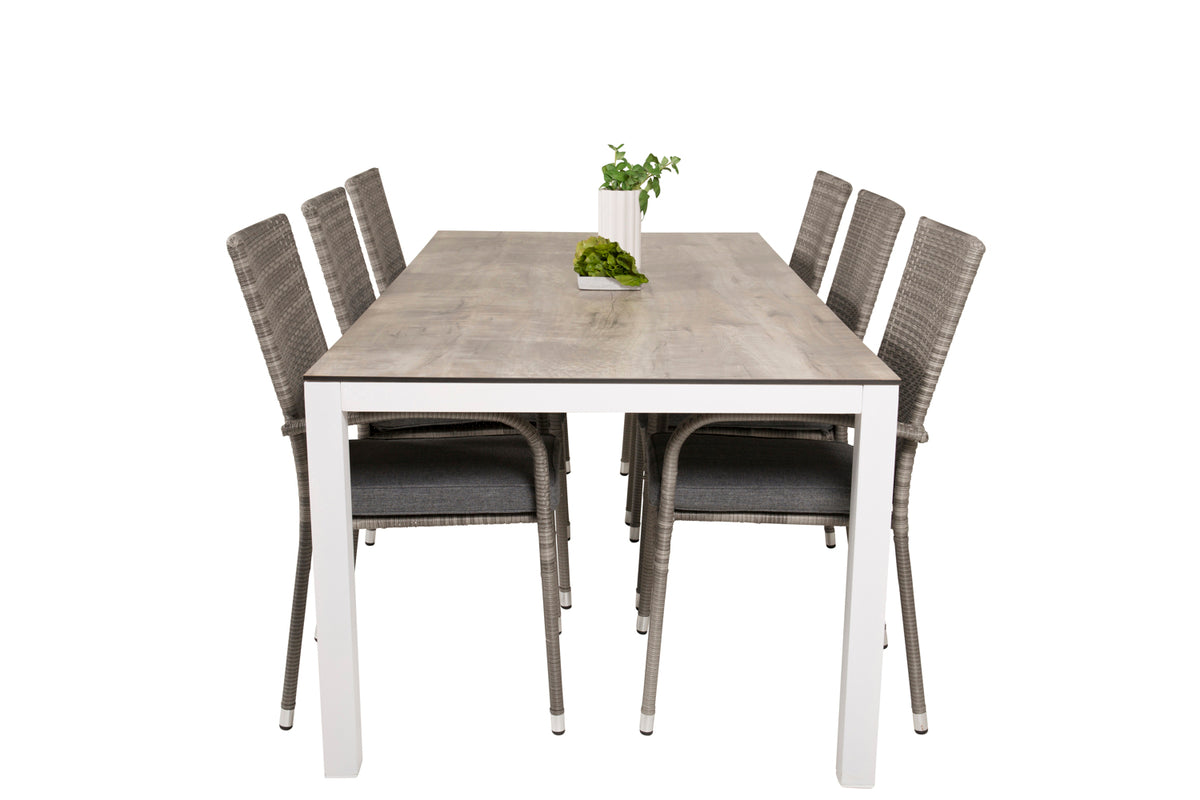 Venture Design Anna & Llama Matstolar Grå + Matbord 205x100