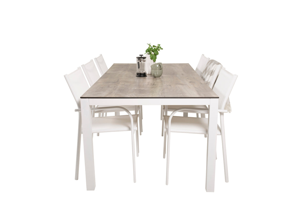 Venture Design Santorini & Llama Matstolar Vit + Matbord 205x100