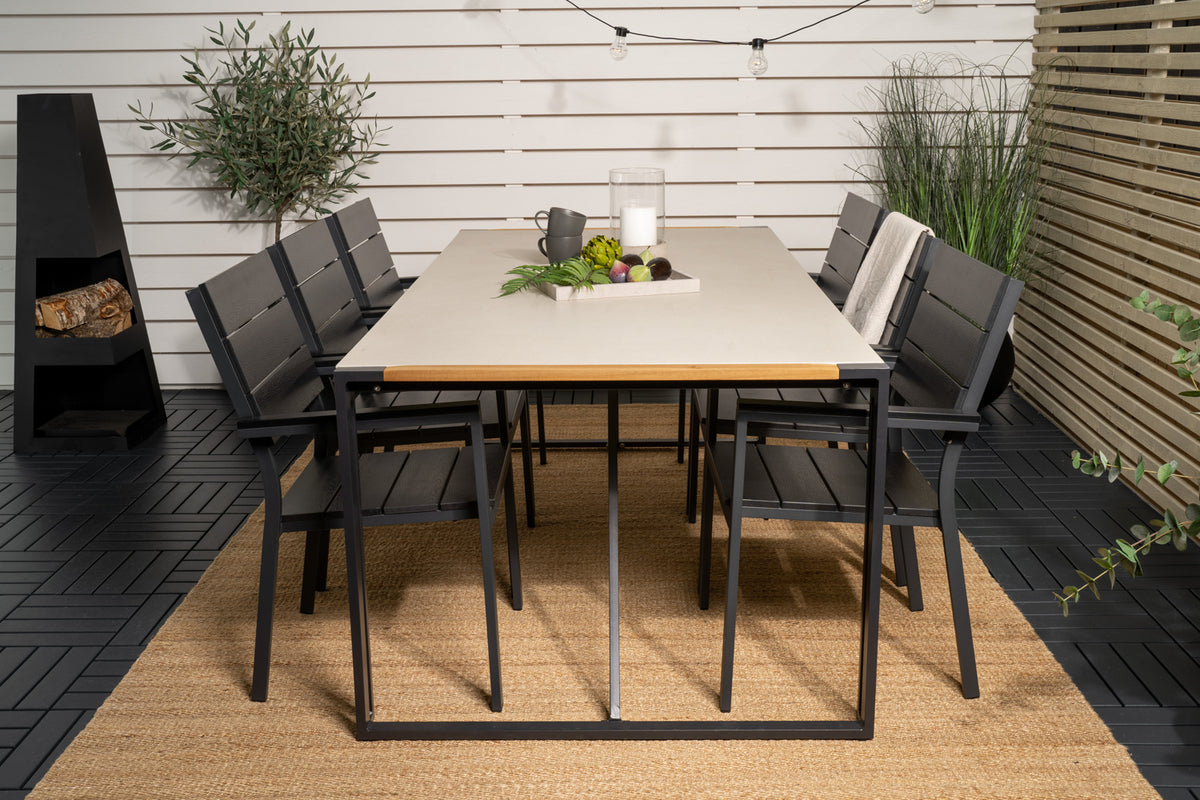 Venture Design Levels & Texas Matstolar Svart + Matbord 200x100