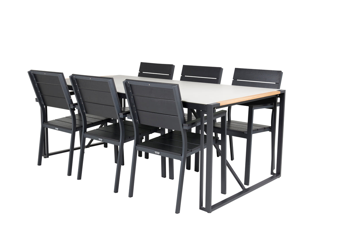 Venture Design Levels & Texas Matstolar Svart + Matbord 200x100