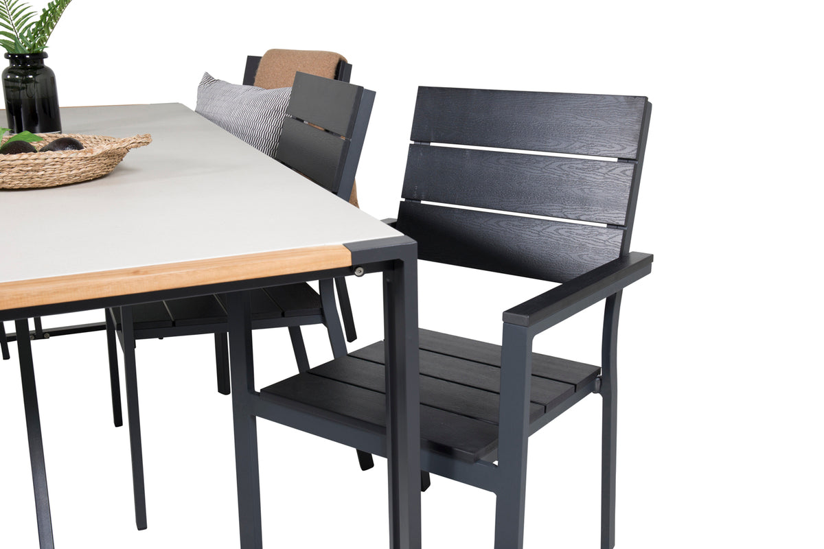 Venture Design Levels & Texas Matstolar Svart + Matbord 200x100