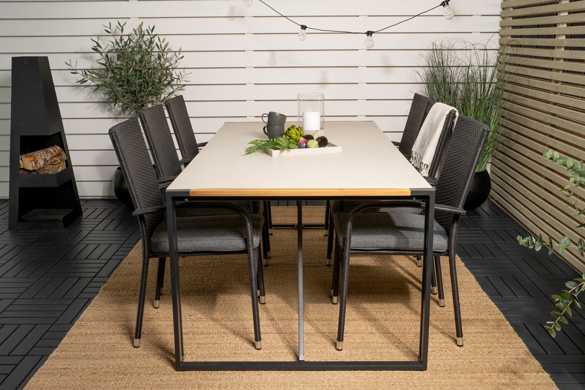 Venture Design Anna & Texas Matstolar Svart + Matbord 200x100
