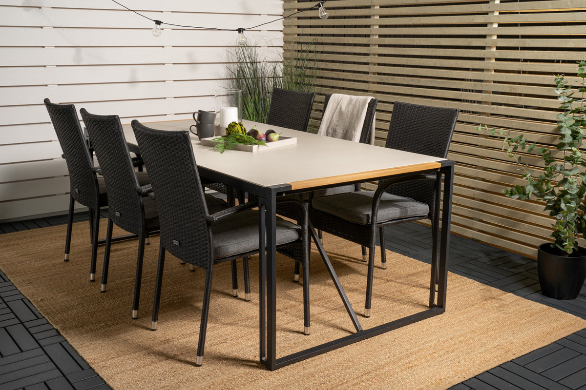 Venture Design Anna & Texas Matstolar Svart + Matbord 200x100