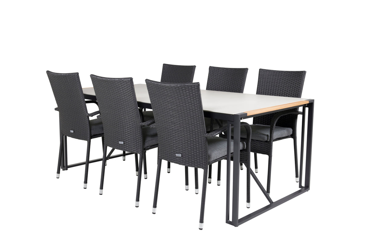 Venture Design Anna & Texas Matstolar Svart + Matbord 200x100