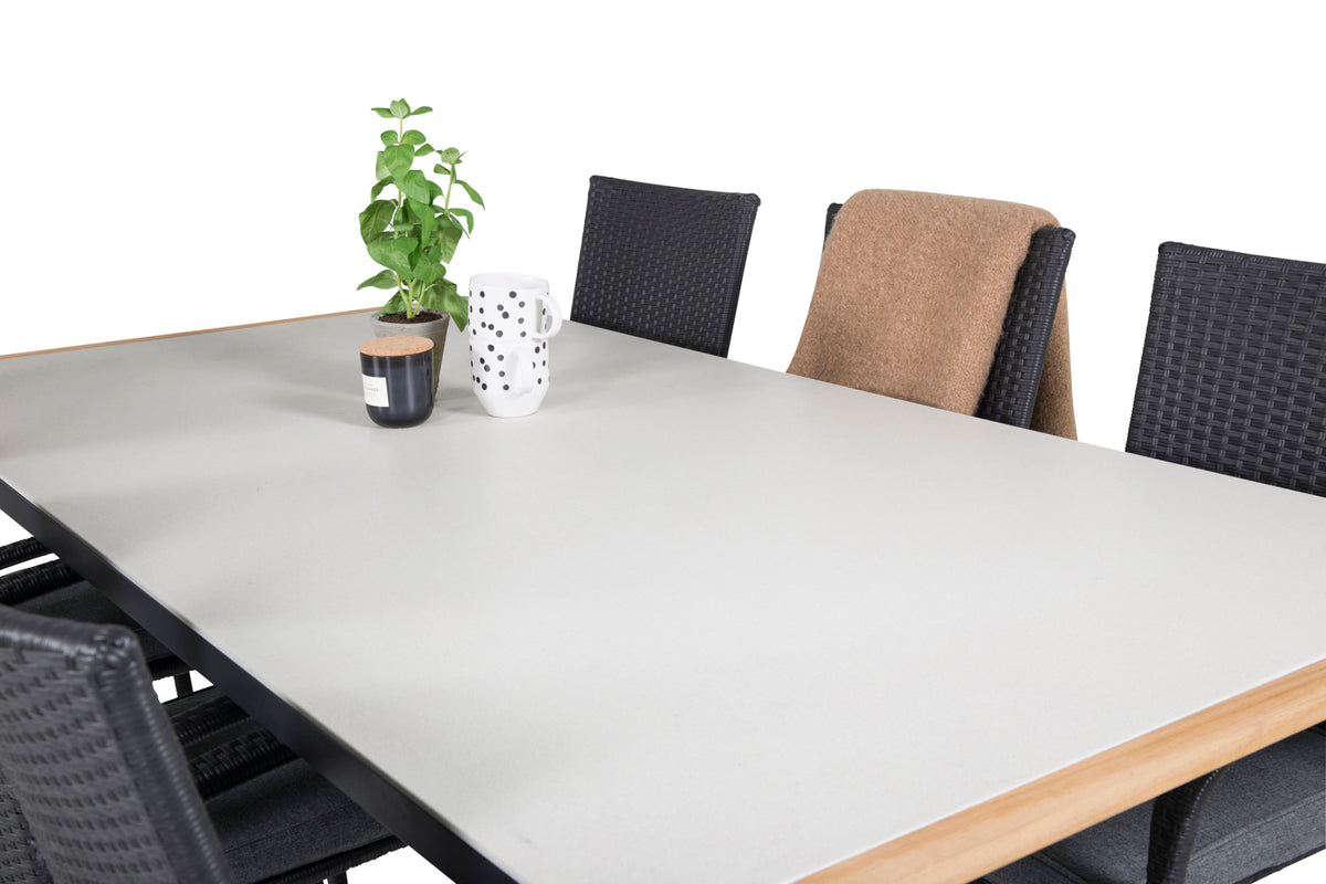 Venture Design Anna & Texas Matstolar Svart + Matbord 200x100