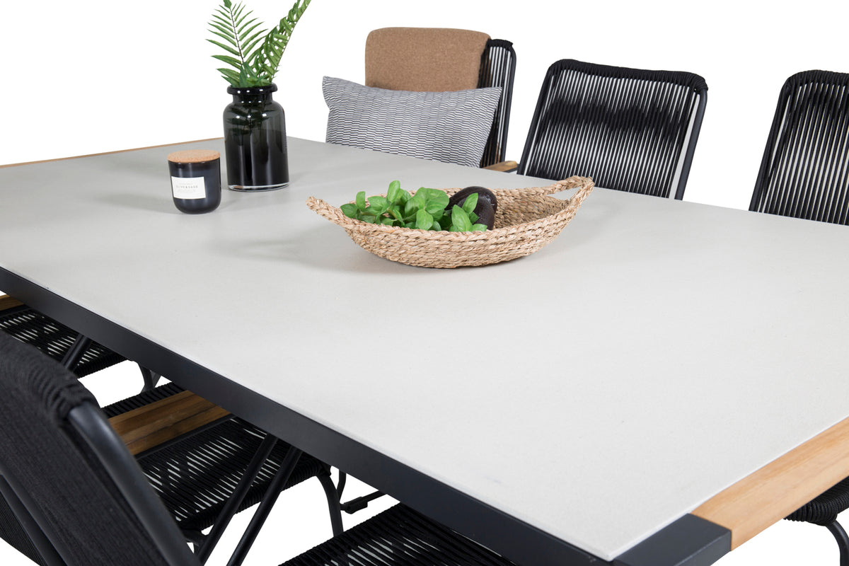 Venture Design Bois & Texas Matstolar Svart + Matbord 200x100