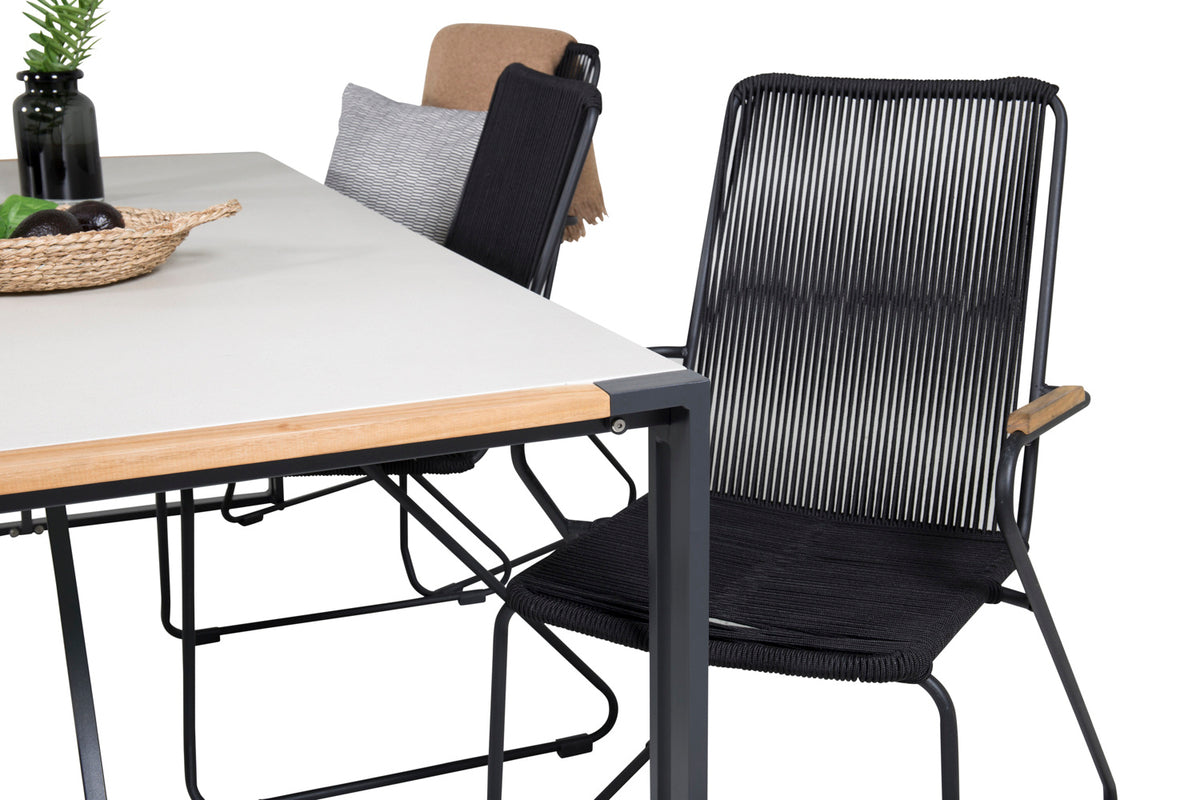 Venture Design Bois & Texas Matstolar Svart + Matbord 200x100