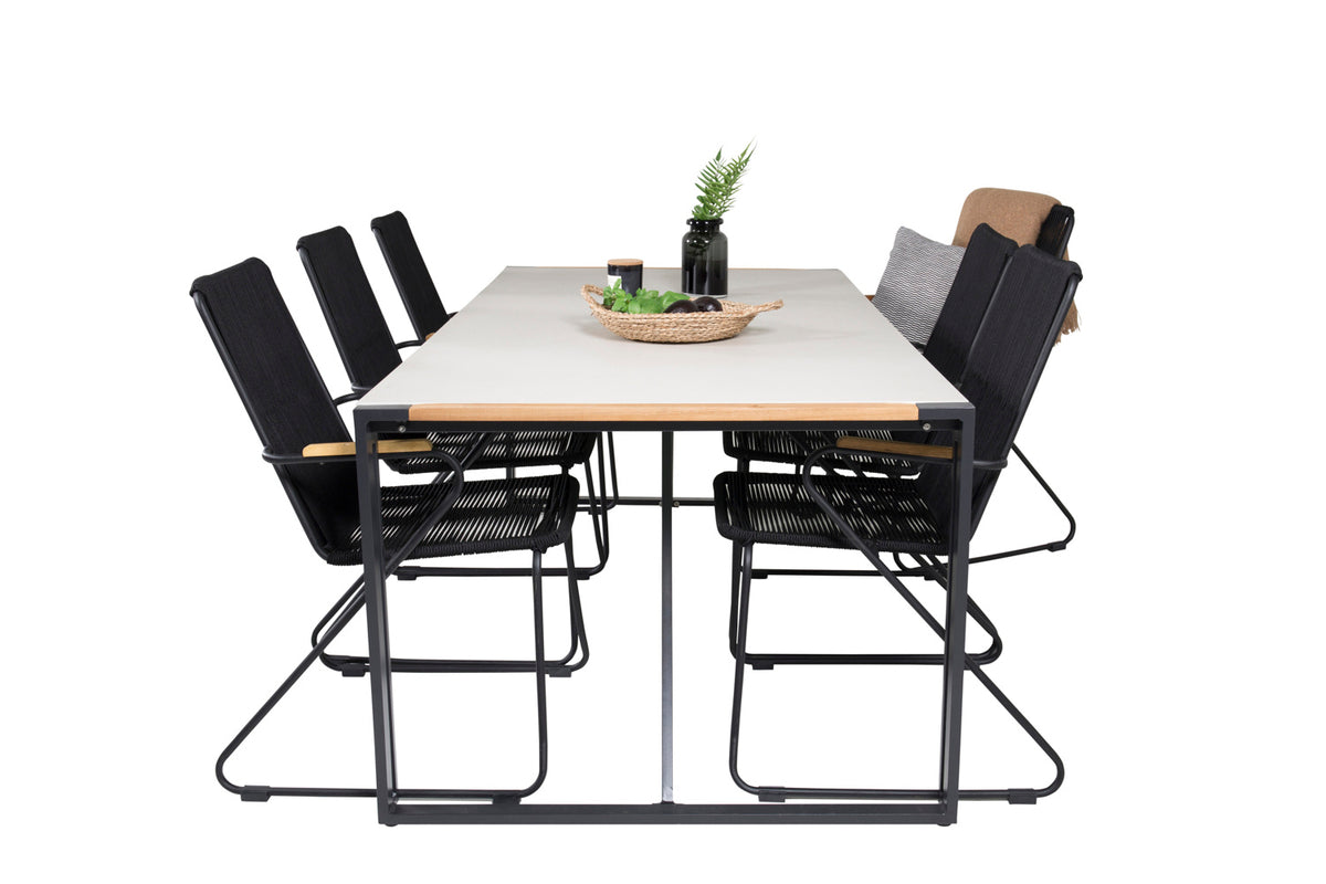 Venture Design Bois & Texas Matstolar Svart + Matbord 200x100