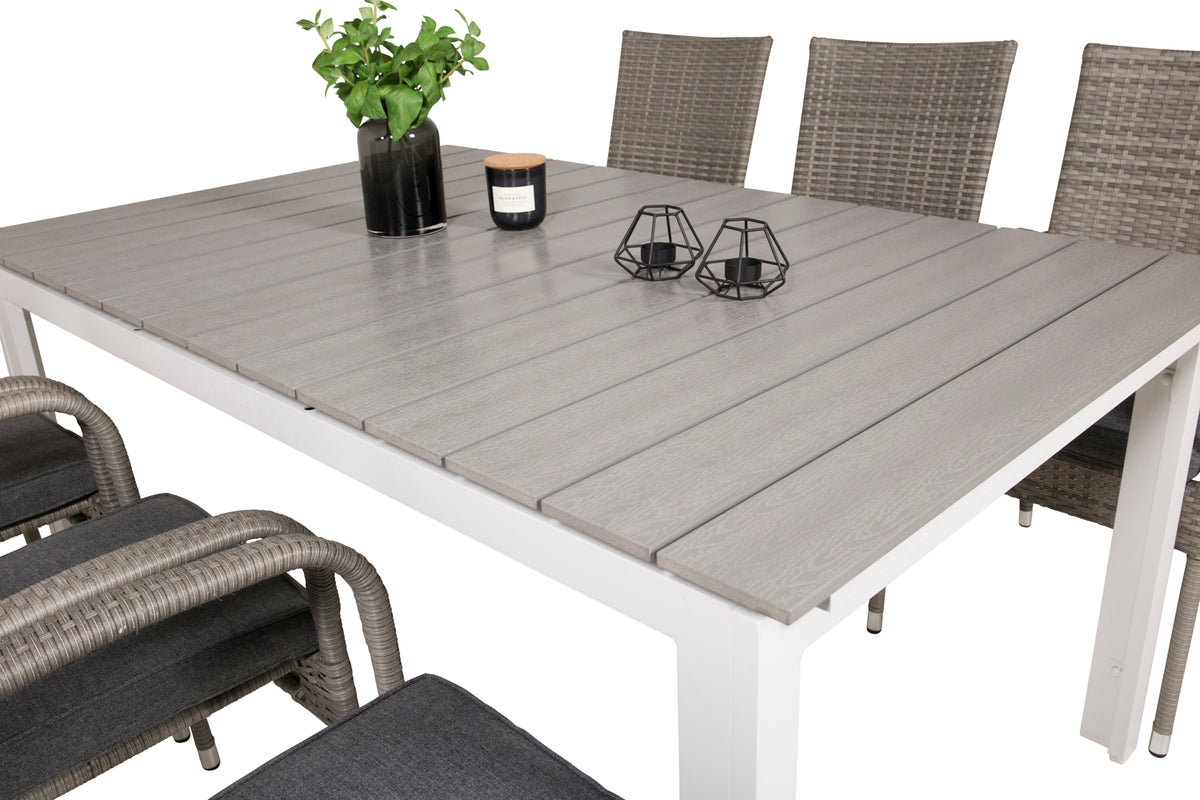 Venture Design Levels & Anna Rektangulära Matbord 160 x 100 Vit + Matstolar 2-pack Grå