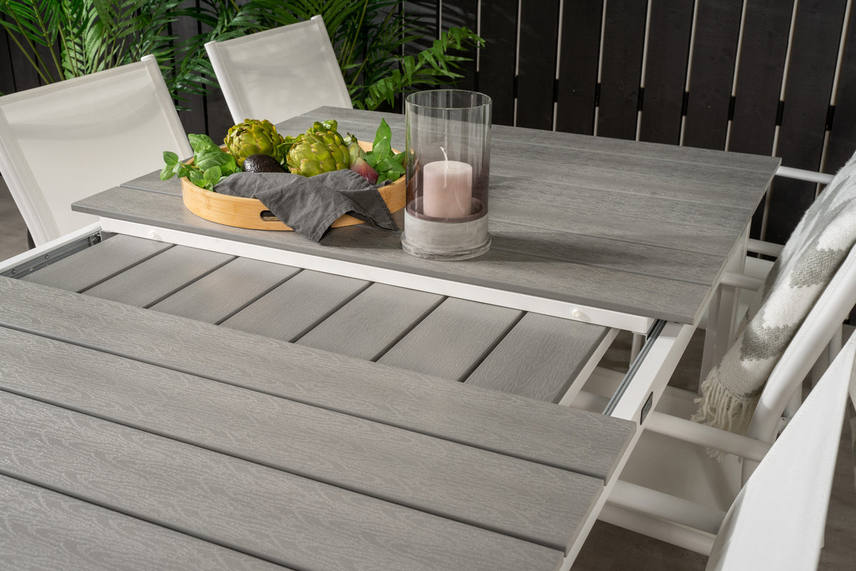 Venture Design Levels & Santorini Rektangulära Matbord 160 x 100 Vit + Matstolar 2-pack Vit