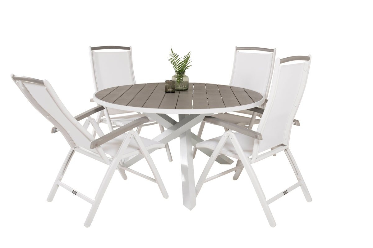 Venture Design Parma & Albany Matbord ⌀140 + Positionsstolar Vit