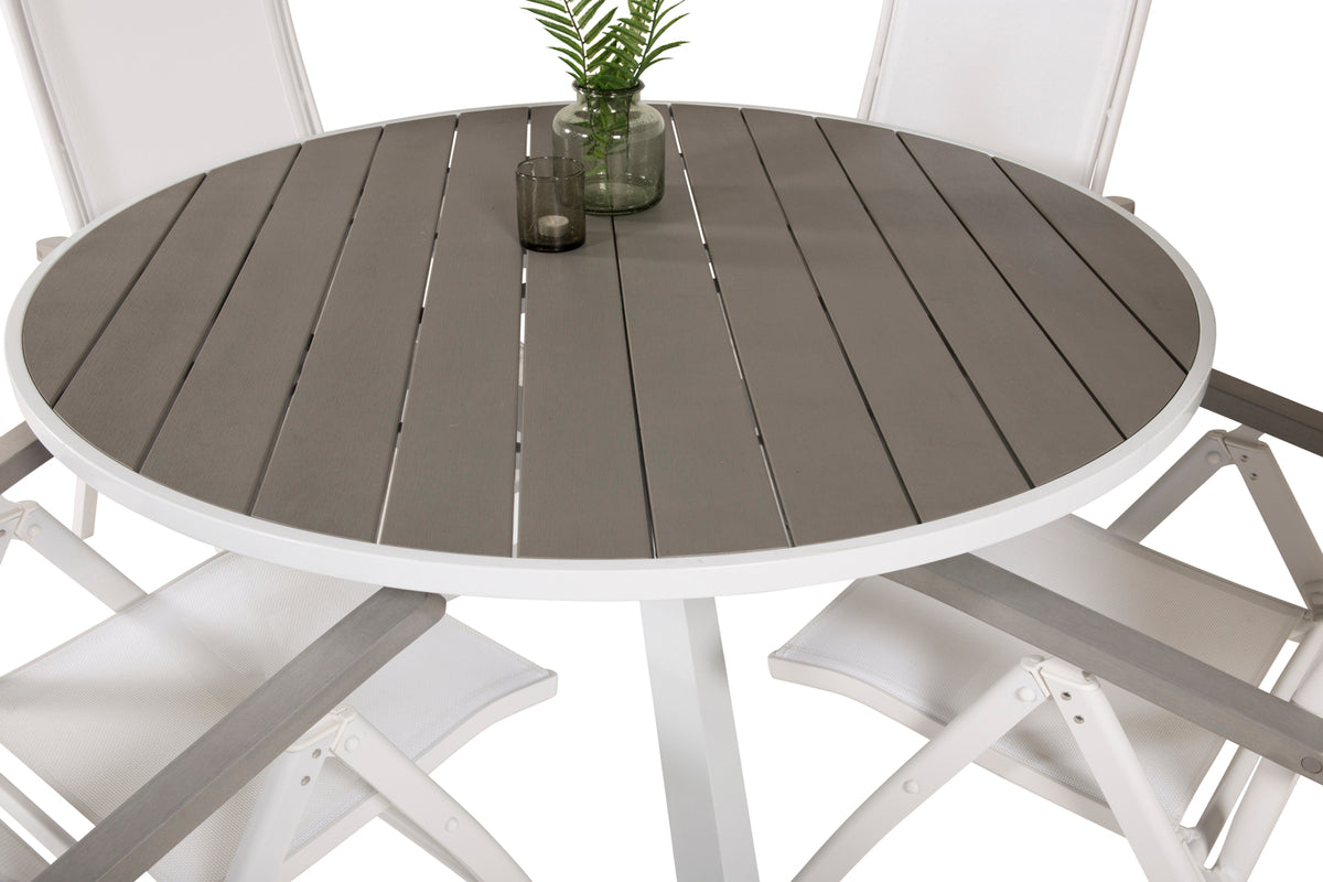 Venture Design Parma & Albany Matbord ⌀140 + Positionsstolar Vit