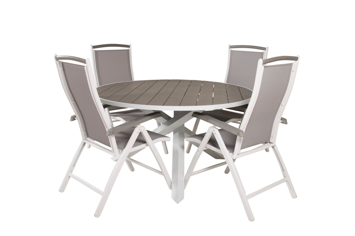 Venture Design Parma & Albany Matbord ⌀140 + Positionsstolar Vit