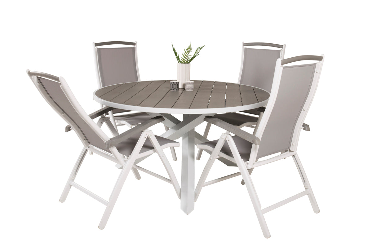 Venture Design Parma & Albany Matbord ⌀140 + Positionsstolar Vit