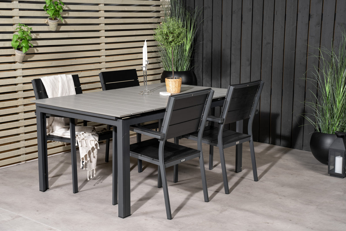 Venture Design Levels Matbord 160x100x75 + Matstolar Svart