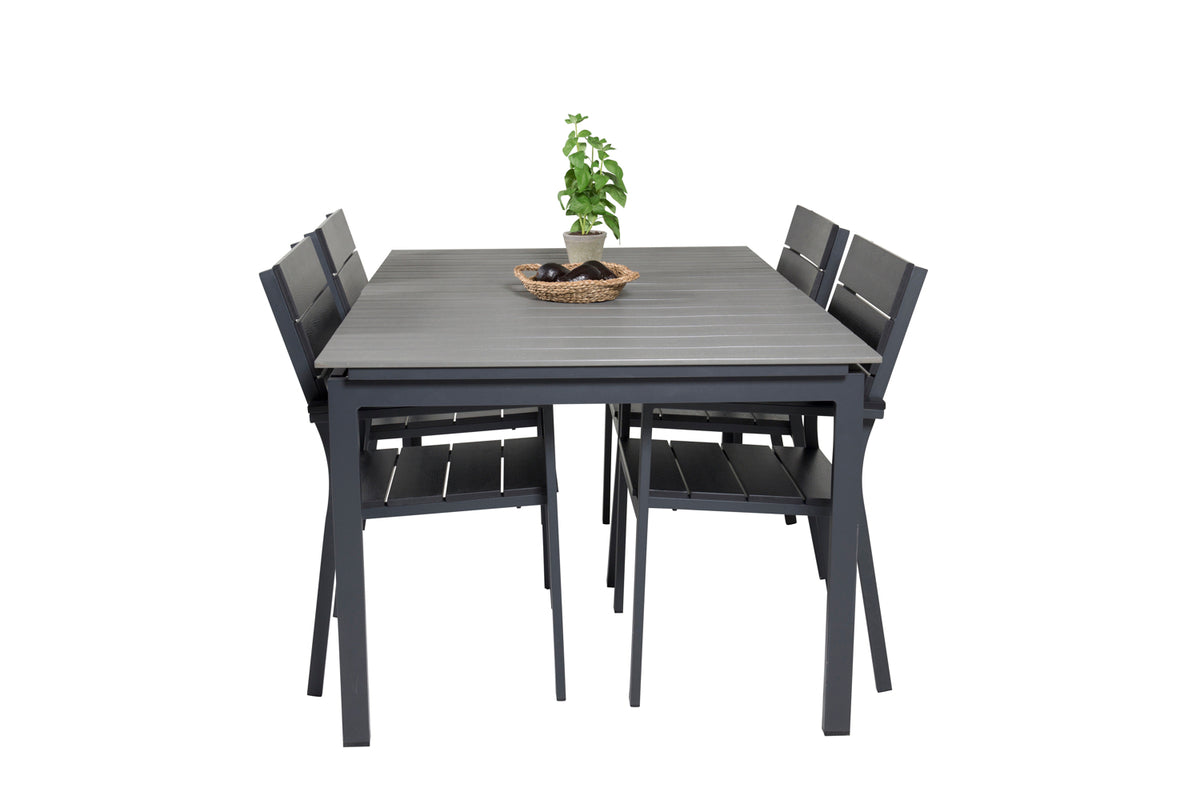 Venture Design Levels Matbord 160x100x75 + Matstolar Svart