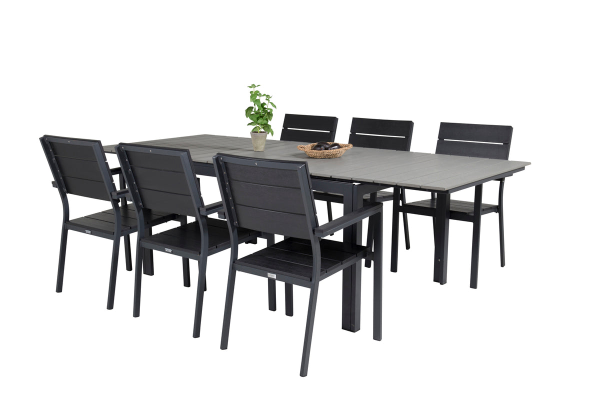 Venture Design Levels Rektangulära Matbord 160 x 100 Svart + Matstolar 2-pack Svart