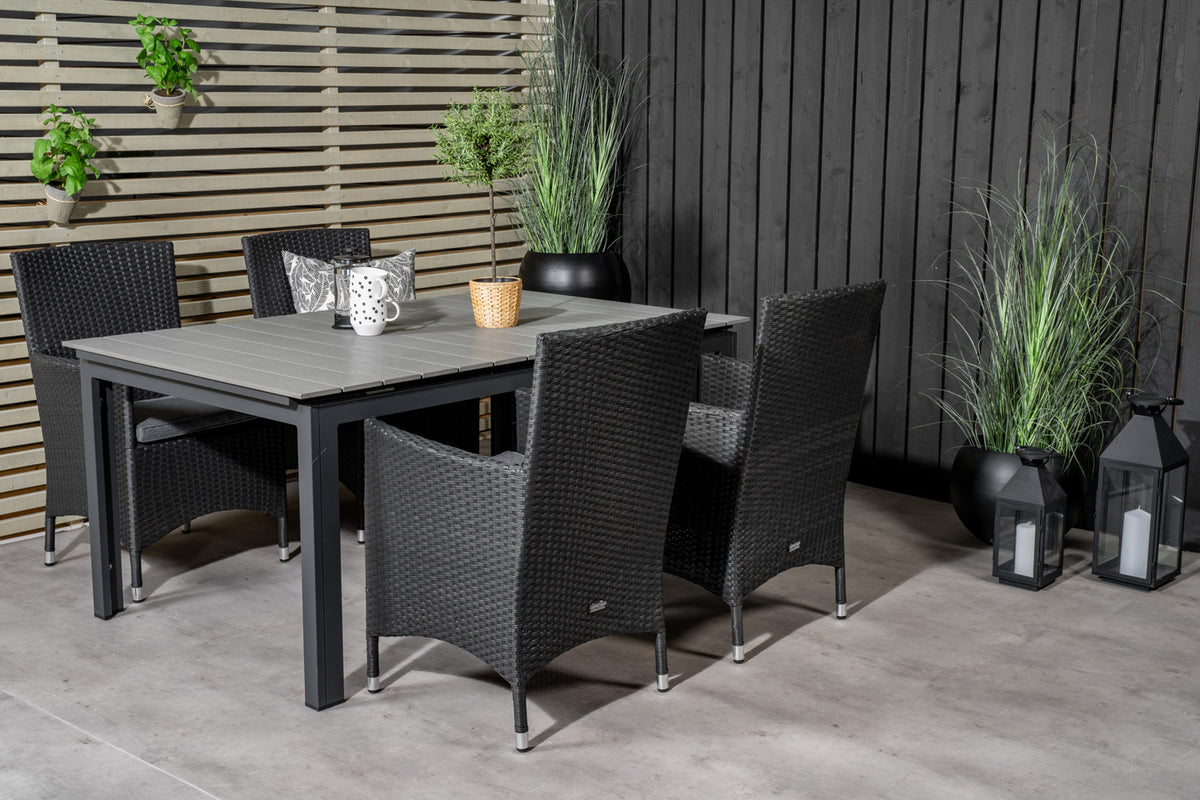 Venture Design Levels & Malin Matbord 160x100x75 + Matstolar Svart