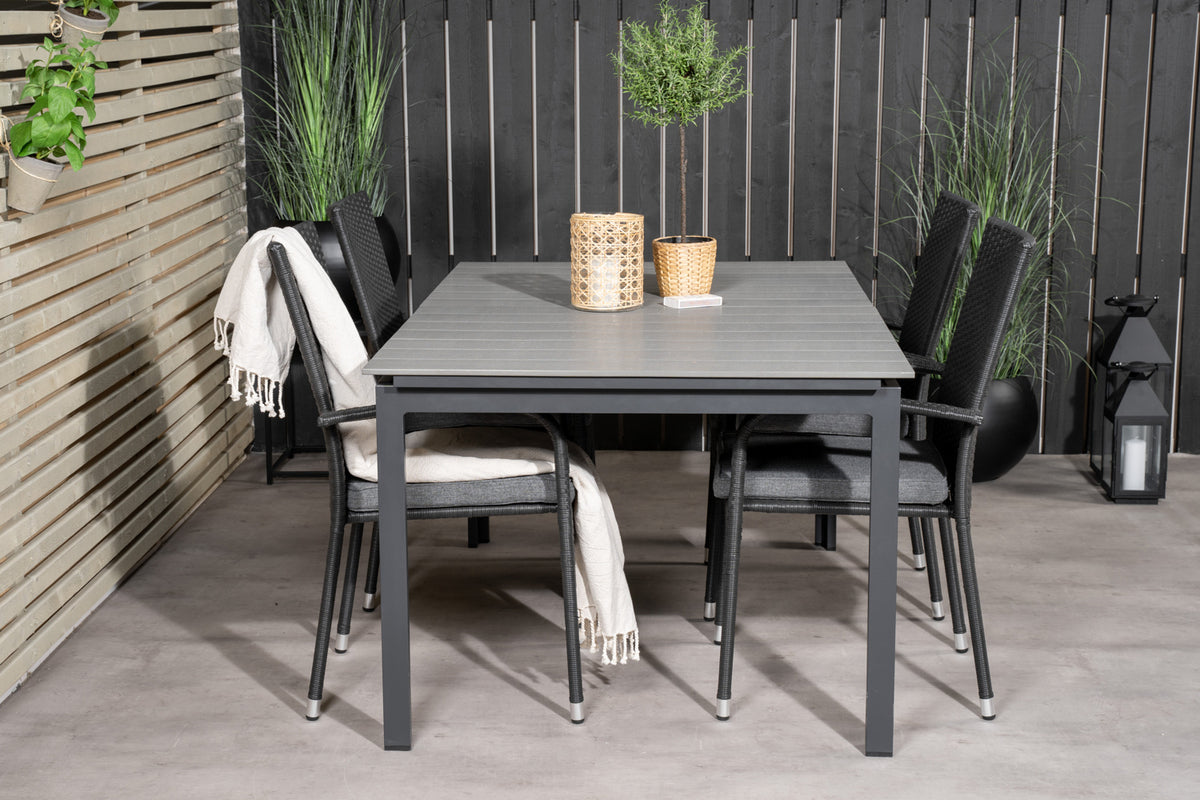 Venture Design Levels & Anna Matbord 160x100x75 + Matstolar Svart
