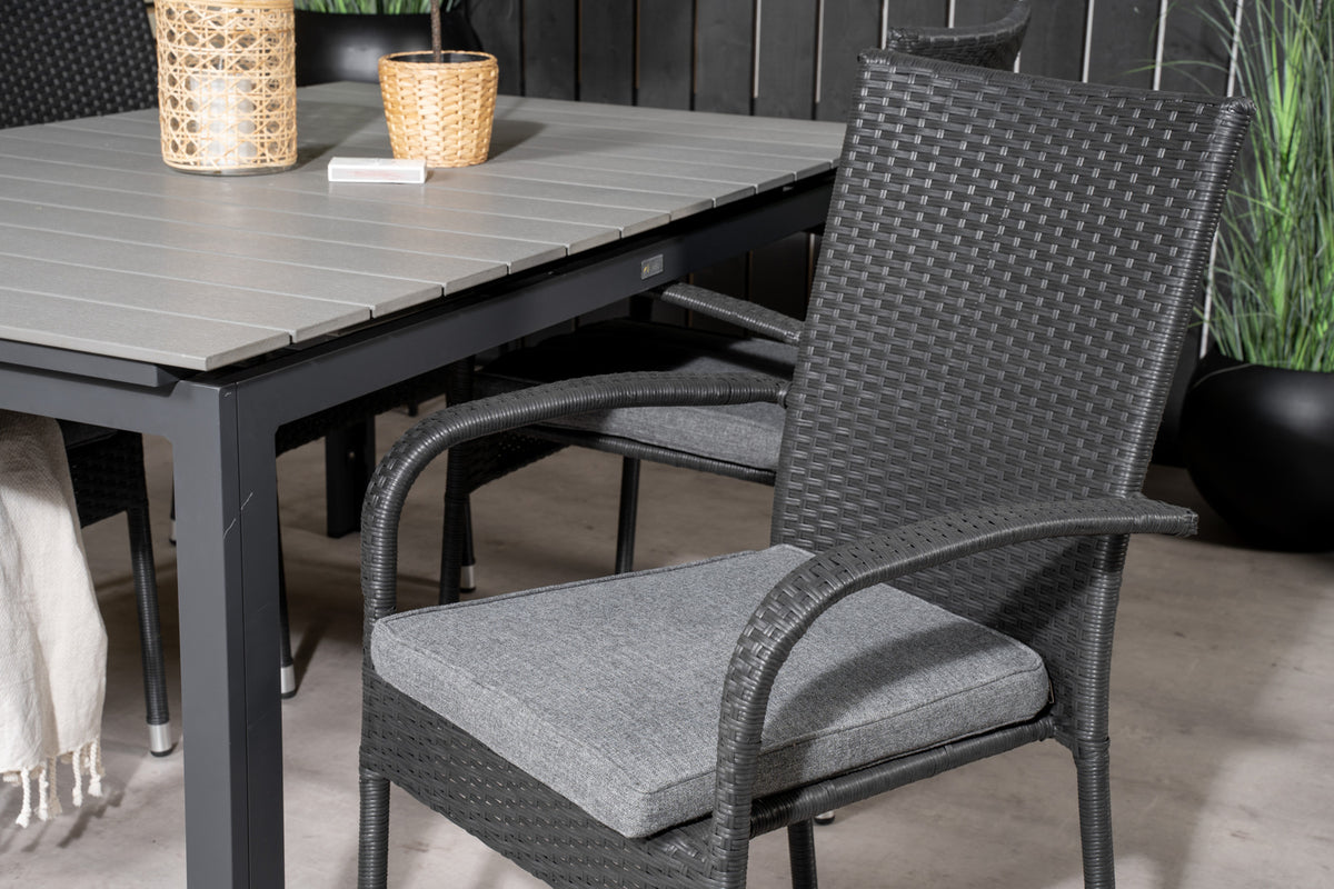 Venture Design Levels & Anna Matbord 160x100x75 + Matstolar Svart