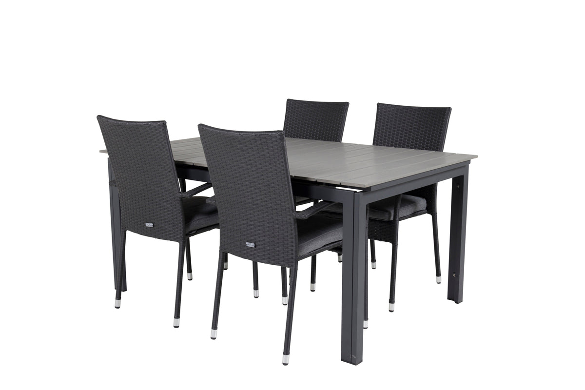 Venture Design Levels & Anna Matbord 160x100x75 + Matstolar Svart