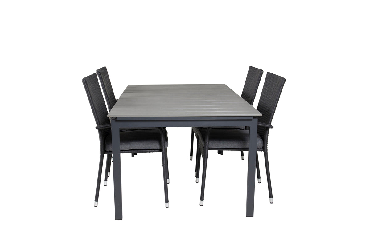 Venture Design Levels & Anna Matbord 160x100x75 + Matstolar Svart