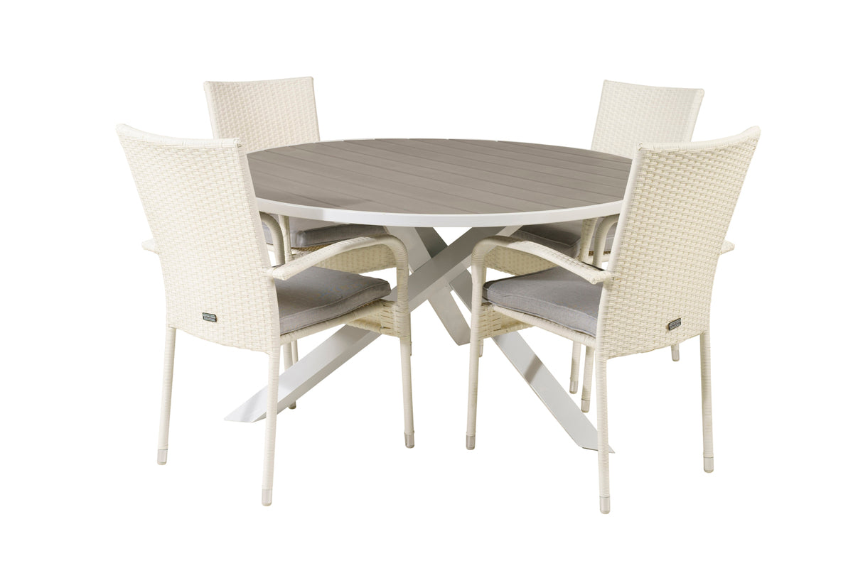 Venture Design Parma & Anna Runda Matbord ø140 Vit + Matstolar Vit