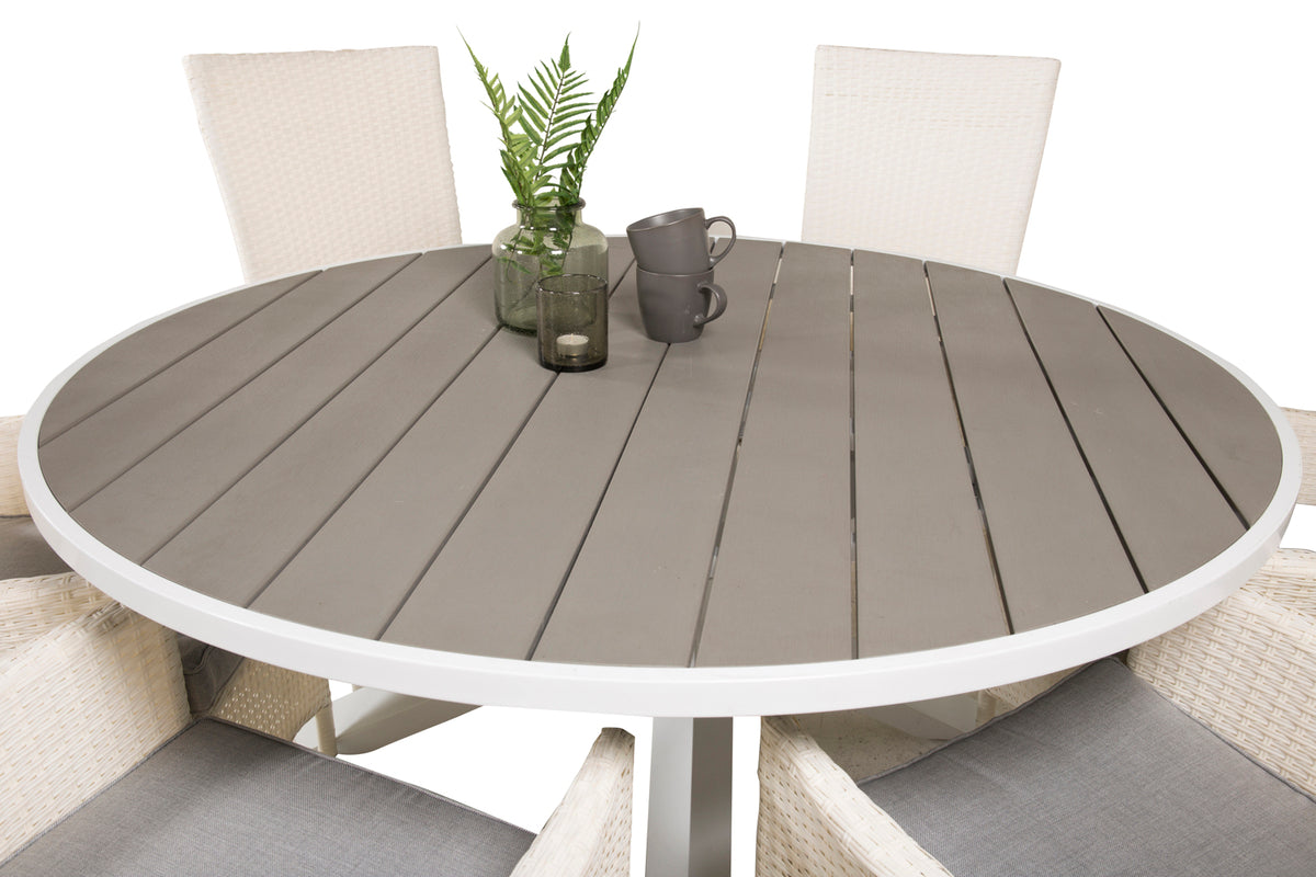 Venture Design Parma & Padova Runda Matbord ø140 Vit + Reclinerstolar Vit