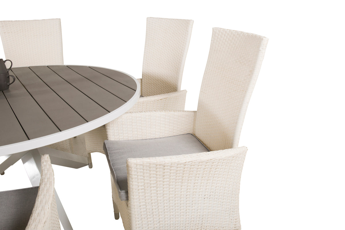Venture Design Parma & Padova Runda Matbord ø140 Vit + Reclinerstolar Vit