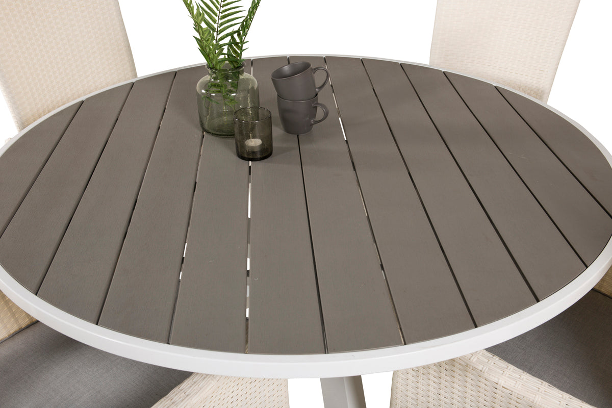 Venture Design Parma & Padova Matbord ⌀140 + Reclinerstolar Vit