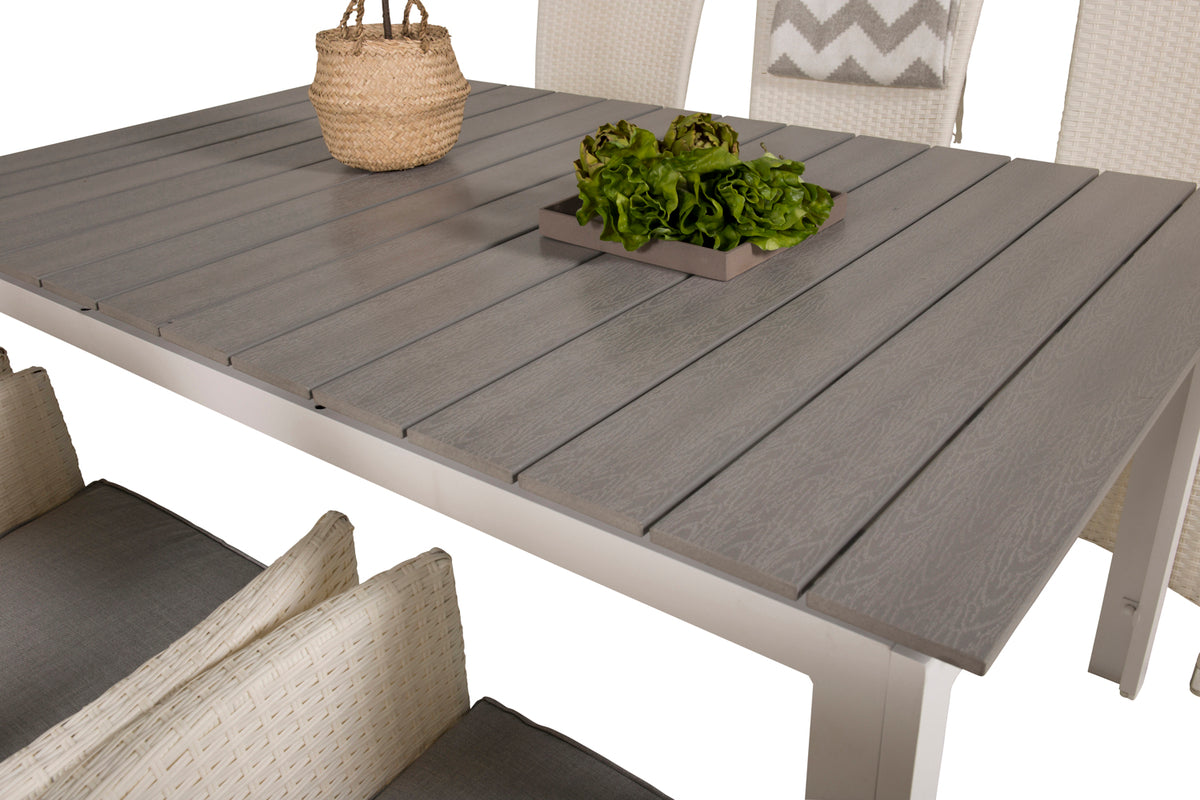 Venture Design Levels & Padova Rektangulära Matbord 160 x 100 Vit + Reclinerstolar 2-pack Vit