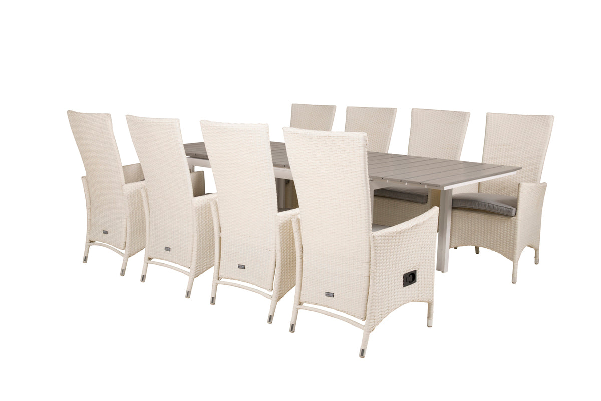 Venture Design Levels & Padova Matbord 160x100x75 + Reclinerstolar Vit