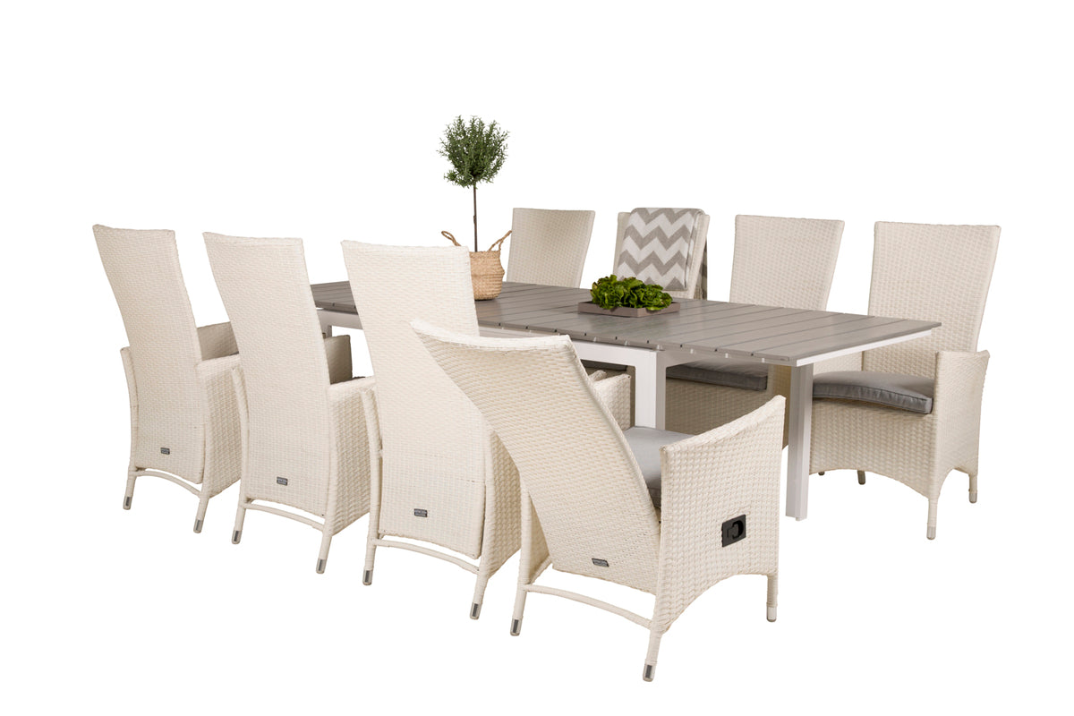 Venture Design Levels & Padova Matbord 160x100x75 + Reclinerstolar Vit