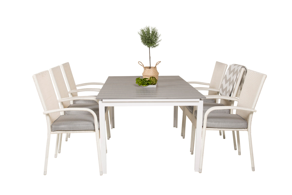 Venture Design Levels & Anna Matbord 160x100x75 + Matstolar Vit