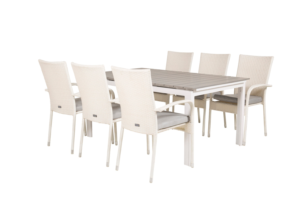 Venture Design Levels & Anna Matbord 160x100x75 + Matstolar Vit