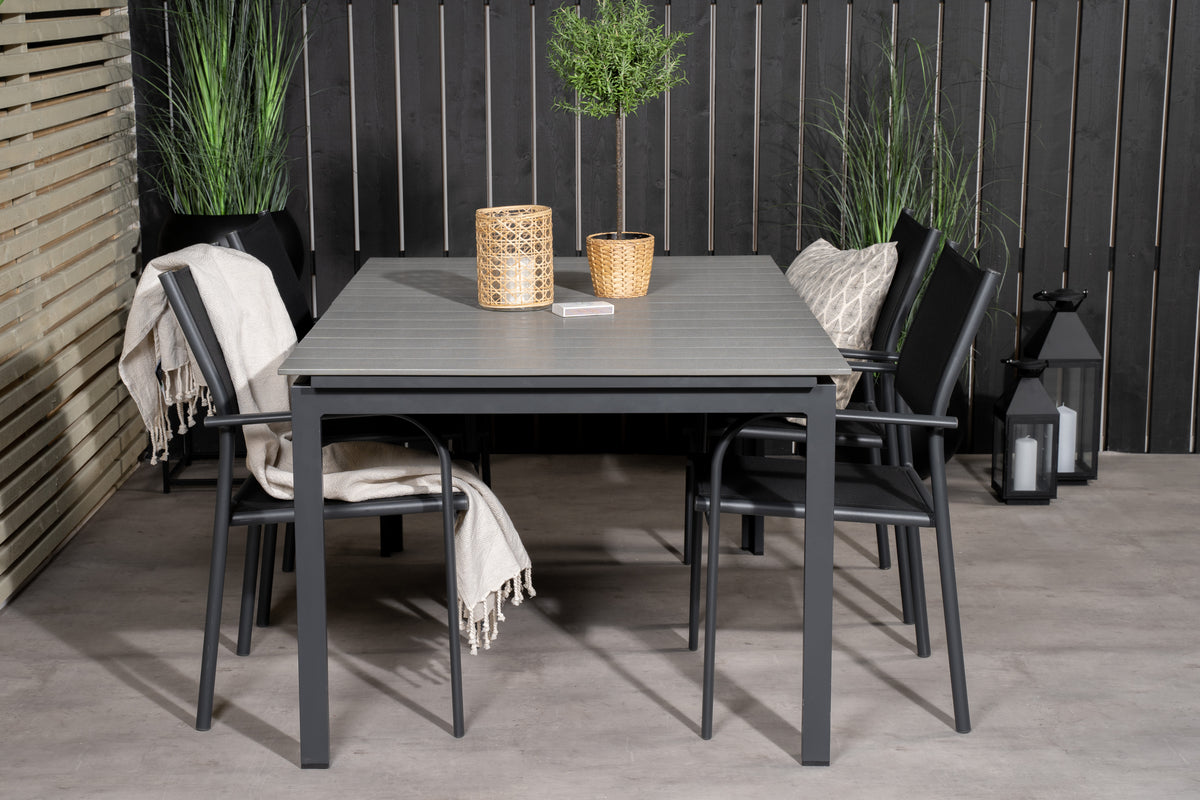 Venture Design Levels & Santorini Matbord 160x100x75 + Matstolar Svart