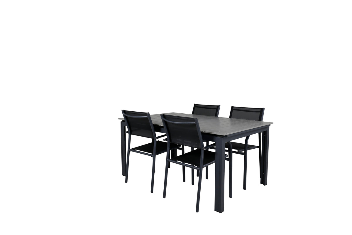 Venture Design Levels & Santorini Matbord 160x100x75 + Matstolar Svart