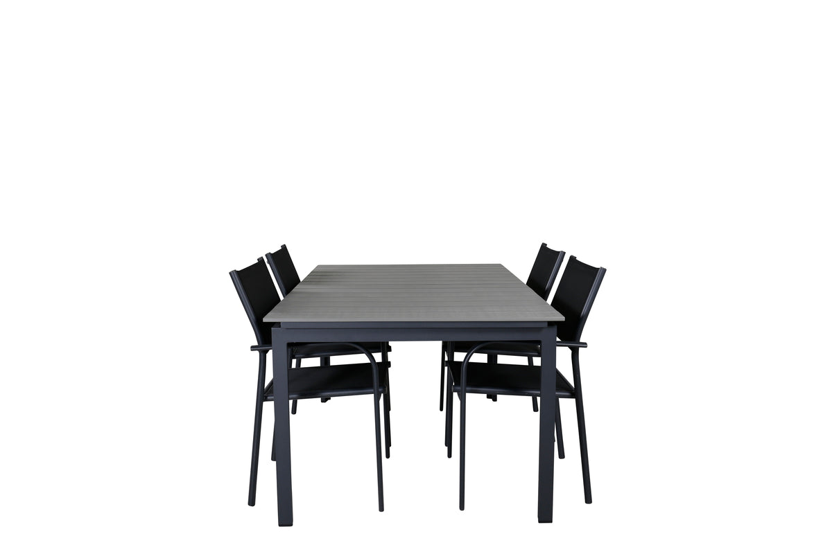 Venture Design Levels & Santorini Matbord 160x100x75 + Matstolar Svart