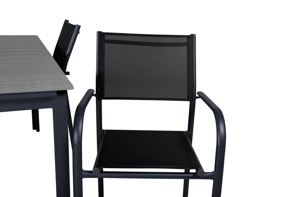 Venture Design Levels & Santorini Matbord 160x100x75 + Matstolar Svart