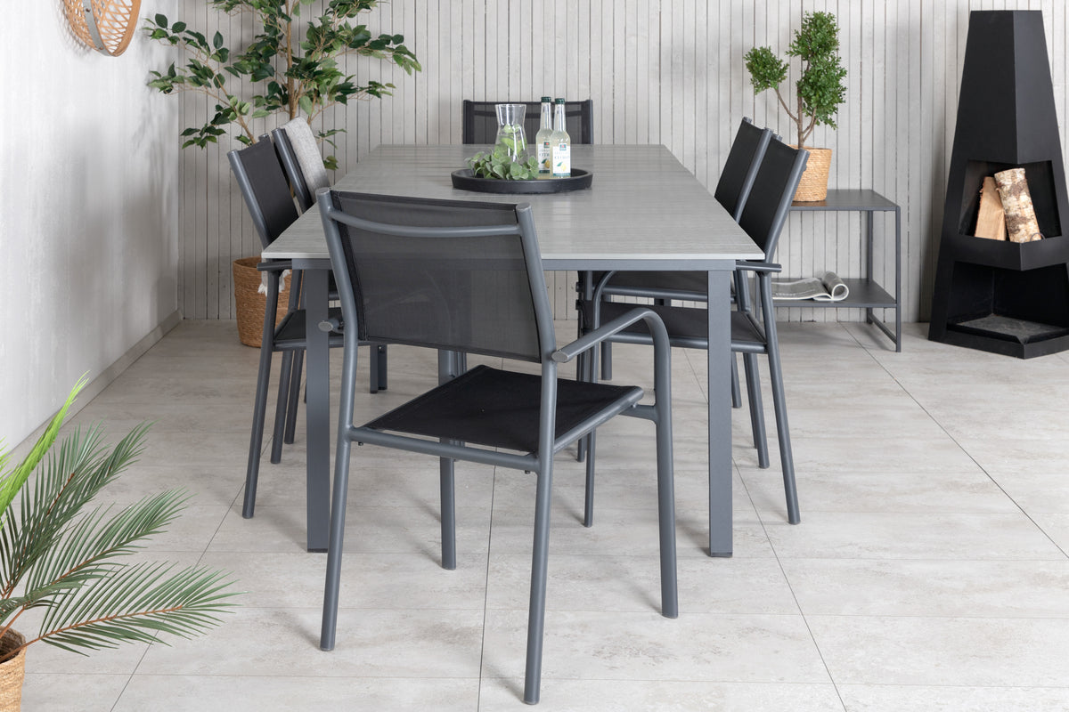 Venture Design Levels & Santorini Matbord 160x100x75 + Matstolar Svart