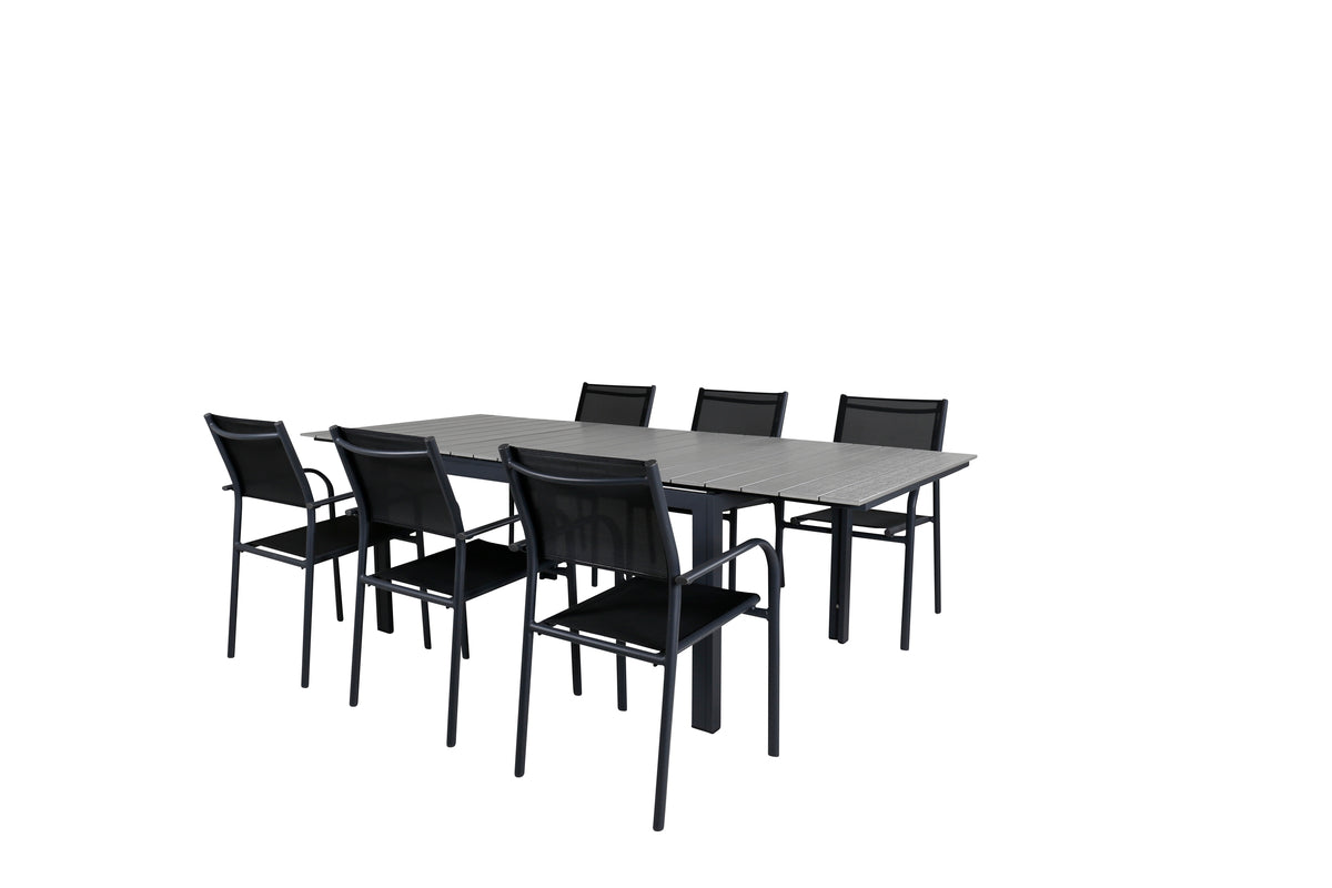 Venture Design Levels & Santorini Matbord 160x100x75 + Matstolar Svart