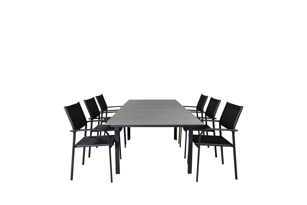 Venture Design Levels & Santorini Matbord 160x100x75 + Matstolar Svart