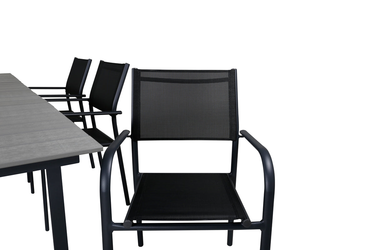 Venture Design Levels & Santorini Matbord 160x100x75 + Matstolar Svart