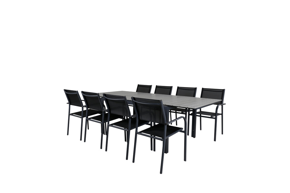 Venture Design Levels & Santorini Rektangulära Matbord 160 x 100 Svart + Matstolar 2-pack Svart