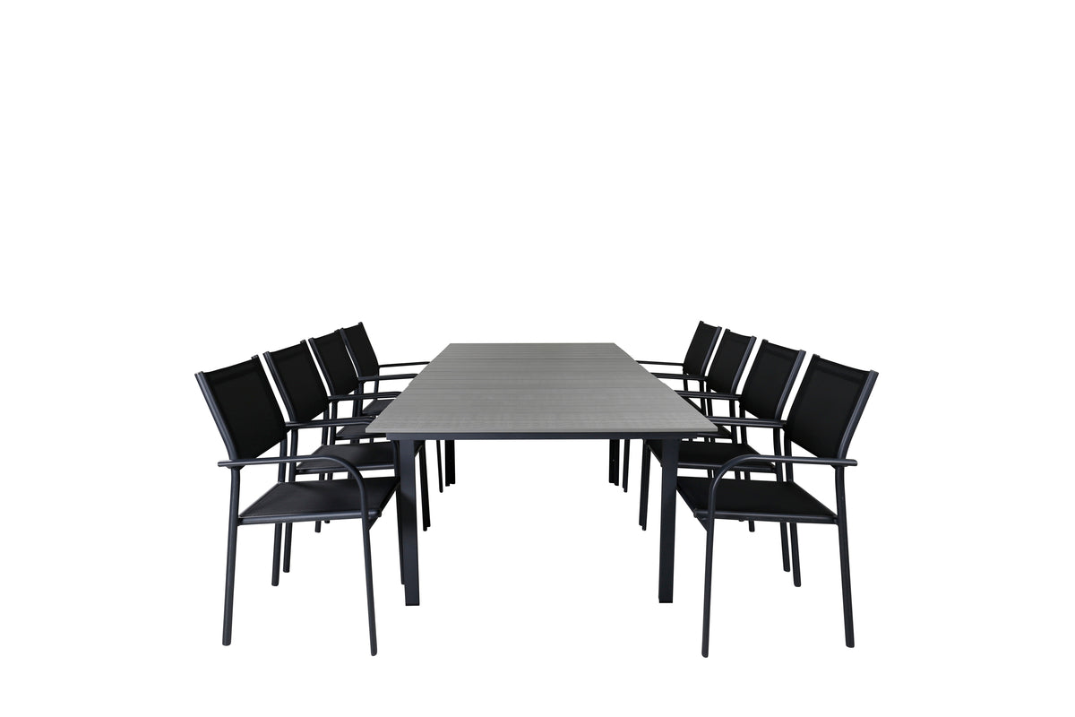 Venture Design Levels & Santorini Rektangulära Matbord 160 x 100 Svart + Matstolar 2-pack Svart