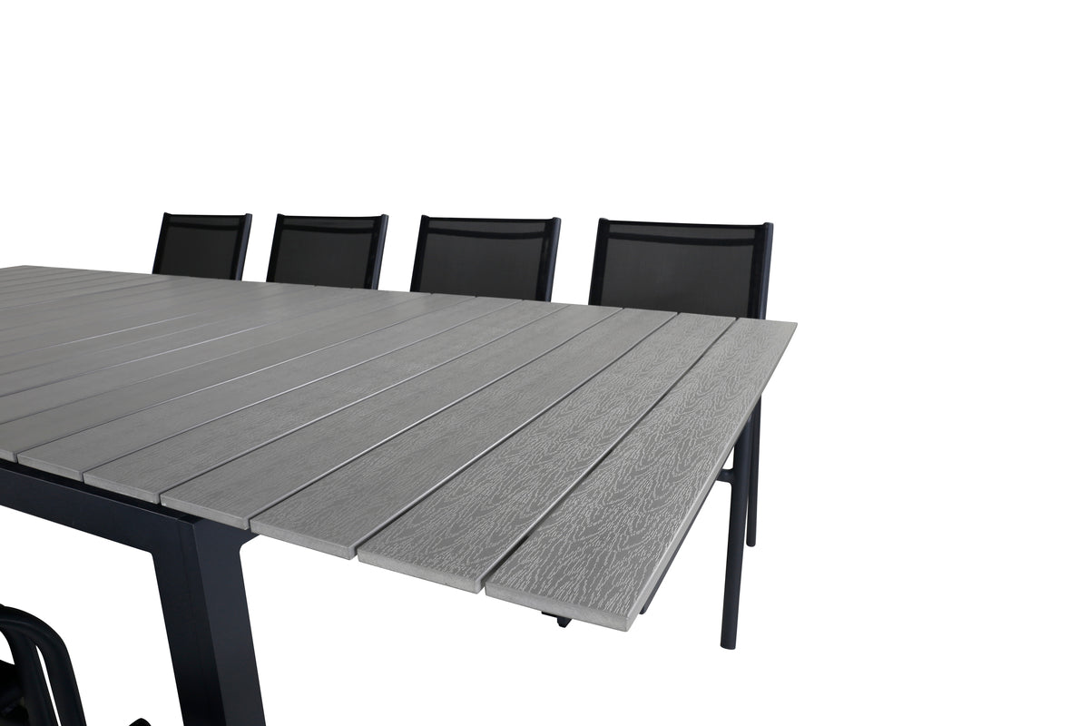 Venture Design Levels & Santorini Rektangulära Matbord 160 x 100 Svart + Matstolar 2-pack Svart